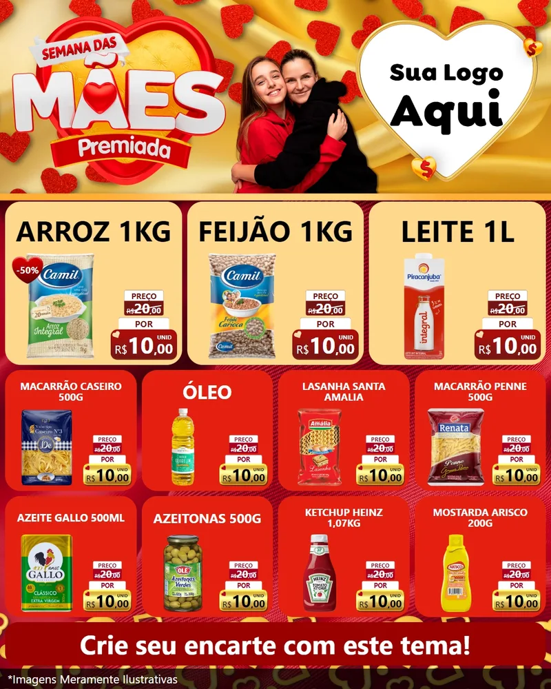 Modelo de Rede Social para Feed Instagram com o tema Semana das Mães Premiada para Supermercado