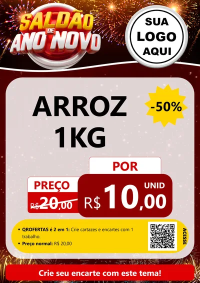 Modelo de Cartaz para Cartaz A4 Vertical com o tema Saldão de Ano Novo para Supermercado