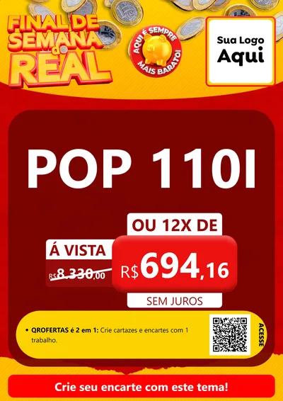 Modelo de Cartaz para Cartaz A4 Vertical com o tema Final de Semana do Real para Concessionaria de Motos