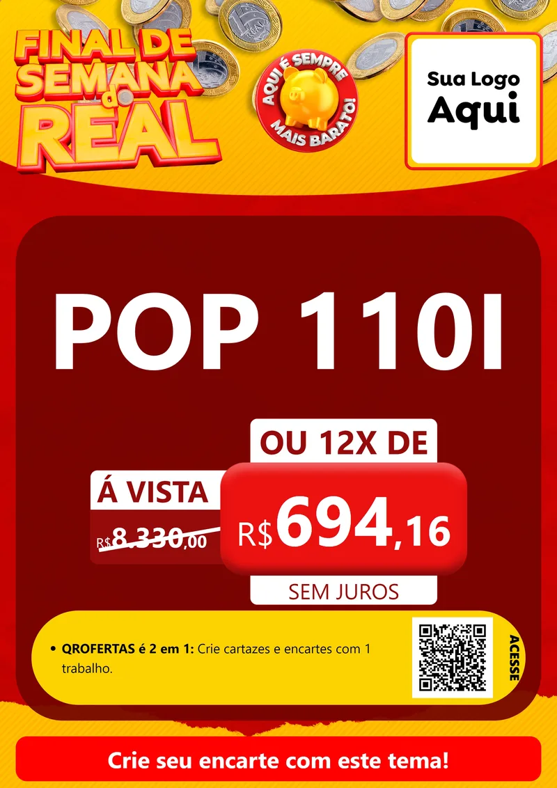 Modelo de Cartaz para Cartaz A4 Vertical com o tema Final de Semana do Real para Concessionaria de Motos