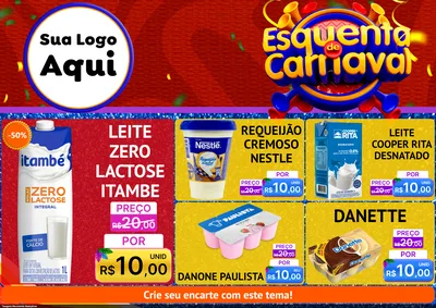 Modelo de Encarte para Encarte A4 Horizontal com o tema Esquenta de Carnaval para Frios e Laticínios