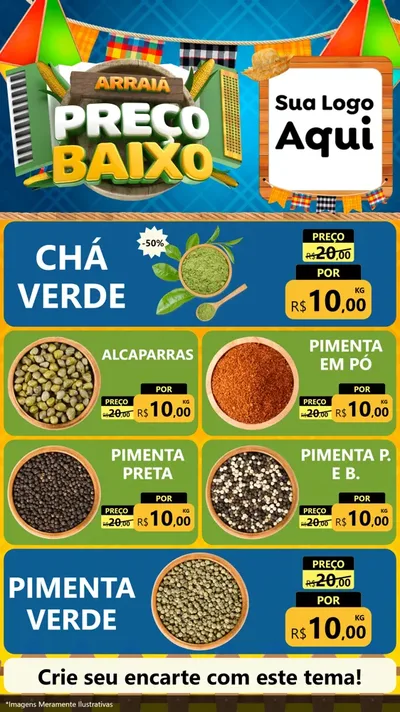 Modelo de TV para TV Vertical com o tema Arraiá de Preço Baixo - Junina para Produtos Naturais
