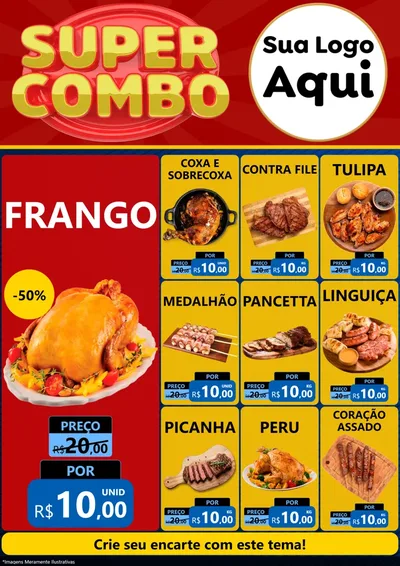 Modelo de Encarte para Encarte A4 Vertical com o tema Super Combo para Assados
