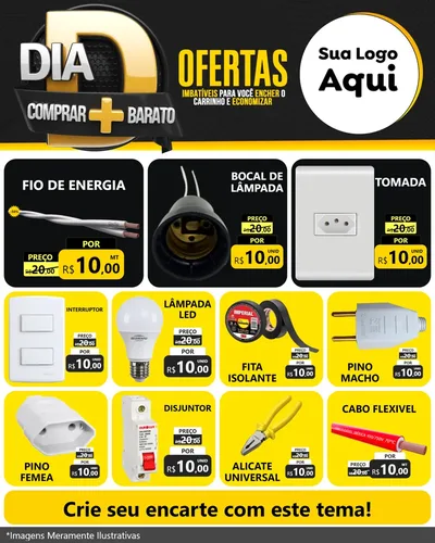 Modelo de Rede Social para Feed Instagram com o tema Dia D Mais Economia para Materiais Elétricos