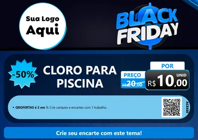 Modelo de Cartaz para Cartaz A4 Horizontal com o tema Black Friday para Produtos para Piscina