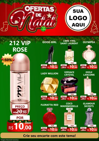Modelo de Encarte para Encarte A4 Vertical com o tema Ofertas de Natal para Perfumes