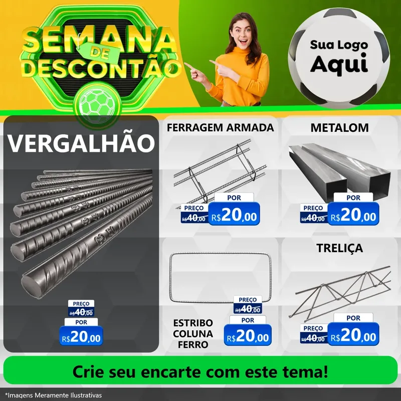 Modelo de Rede Social para Feed Facebook com o tema Semana de Descontão - Copa para Ferragens