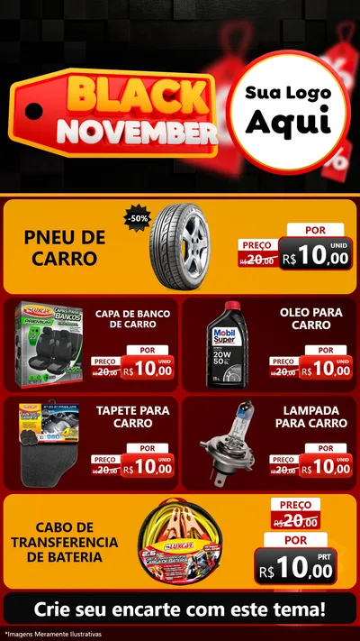 Modelo de TV para TV Vertical com o tema Black November para Auto peças