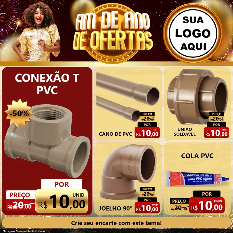 Modelo de Rede Social para Feed Facebook com o tema Fim de Ano de Ofertas para Tubos e conexões