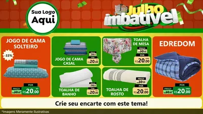 Modelo de TV para TV Horizontal com o tema Julho Imbatível para Cama, Mesa e Banho