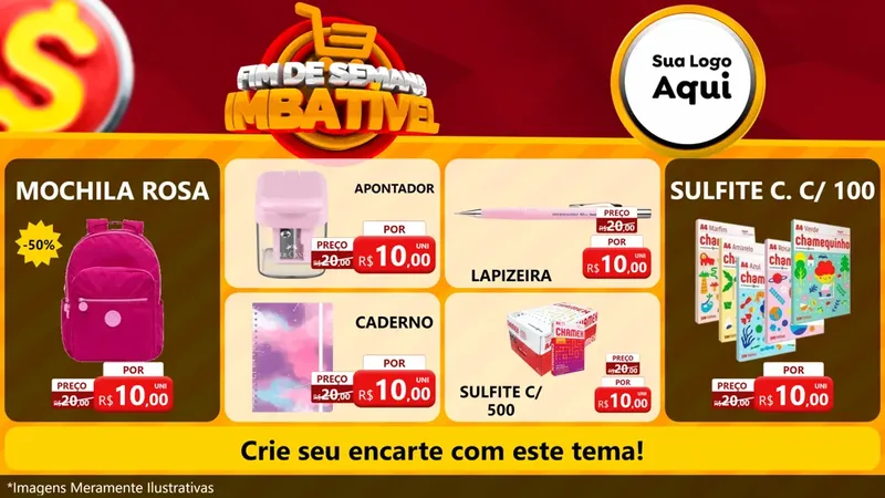 Modelo de TV para TV Horizontal com o tema Fim de Semana Imbatível para Papelaria