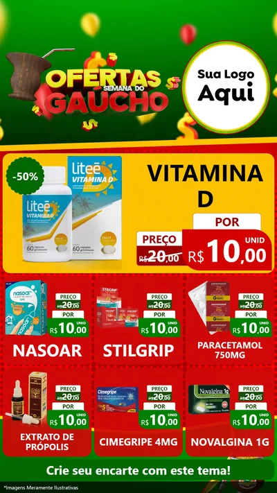 Modelo de Rede Social para Stories com o tema Ofertas Semana Do Gaúcho para Farmácia