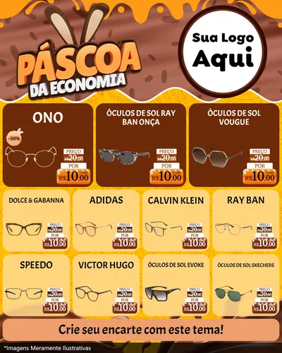 Modelo de Rede Social para Feed Instagram com o tema Páscoa da Economia para Óticas