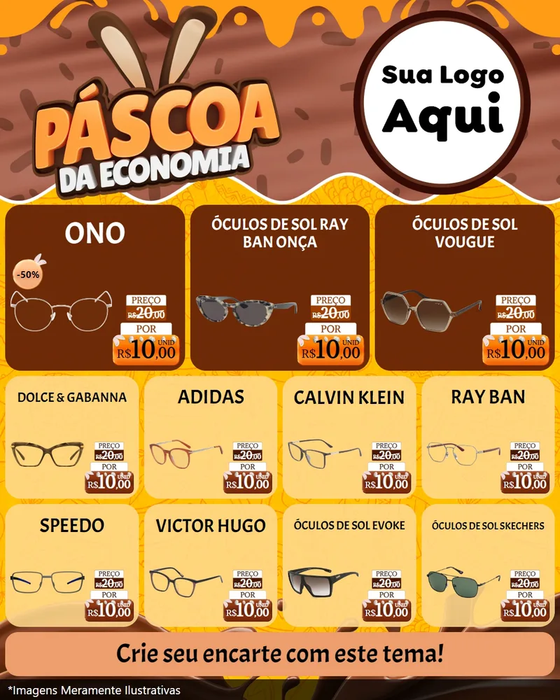 Modelo de Rede Social para Feed Instagram com o tema Páscoa da Economia para Óticas