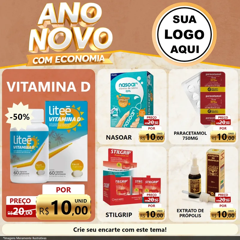 Modelo de Rede Social para Feed Facebook com o tema Ano Novo Com Economia para Farmácia