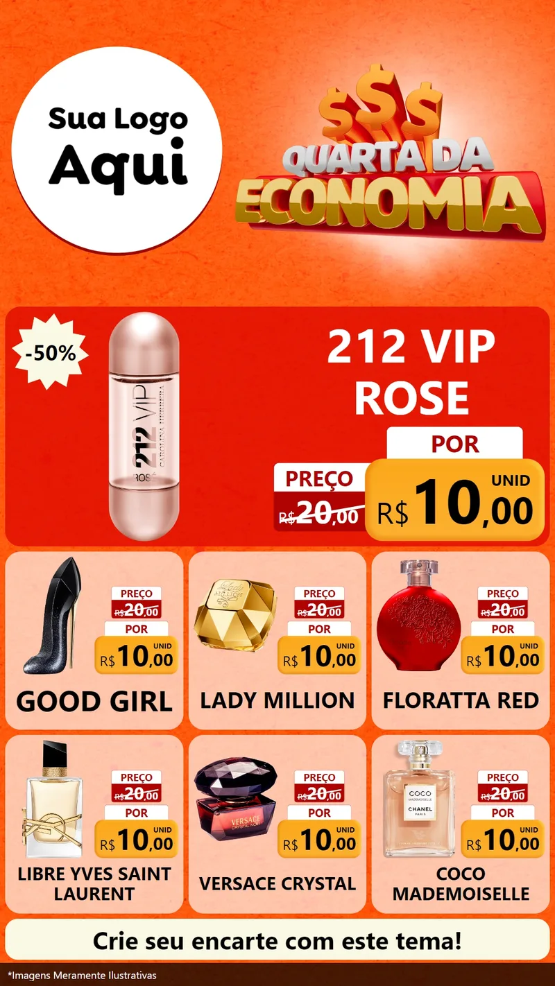 Modelo de Rede Social para Stories com o tema Quarta da Economia para Perfumes