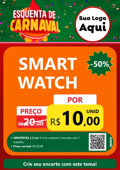 Modelo de Cartaz para Cartaz A4 Vertical com o tema Esquenta de Carnaval para Informática