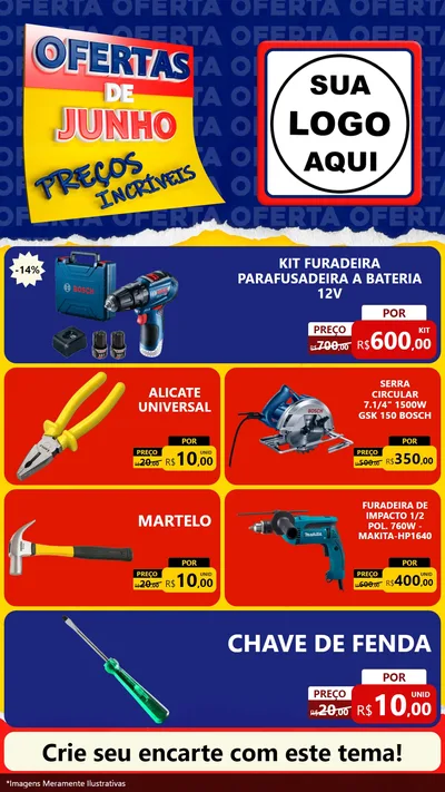 Modelo de TV para TV Vertical com o tema Ofertas de Junho - Preços Incríveis para Maquinas e Ferramentas
