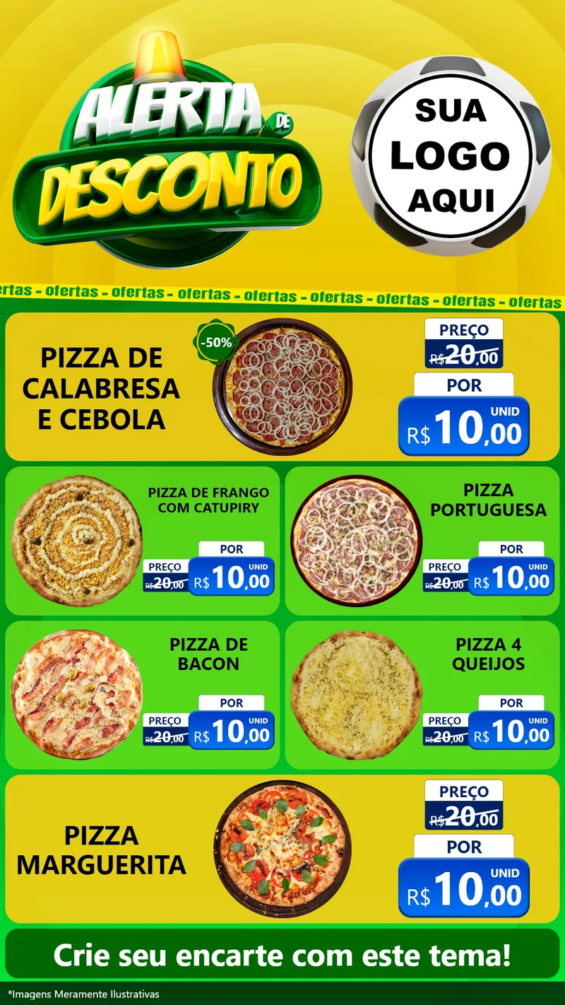 Modelo de TV para TV Vertical com o tema Alerta de Desconto para Pizzaria