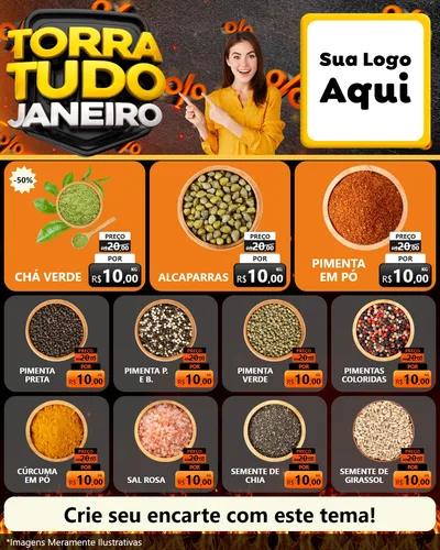 Modelo de Rede Social para Feed Instagram com o tema Torra Tudo Janeiro para Produtos Naturais