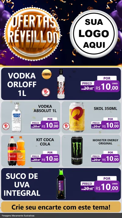 Modelo de TV para TV Vertical com o tema Ofertas de Réveillon para Distribuidora de bebidas