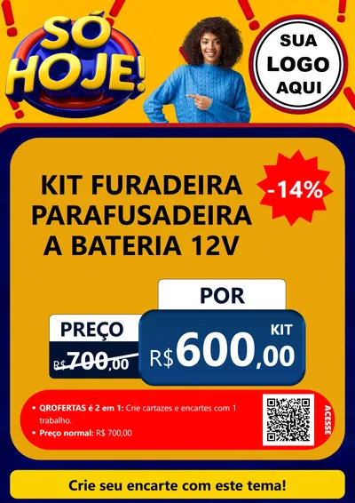Modelo de Cartaz para Cartaz A4 Vertical com o tema Só Hoje! para Maquinas e Ferramentas