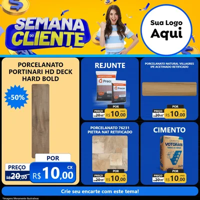 Modelo de Rede Social para Feed Facebook com o tema Semana do Cliente para Pisos e revestimentos