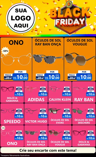 Modelo de Encarte para Encarte Grande com o tema Black Friday para Óticas