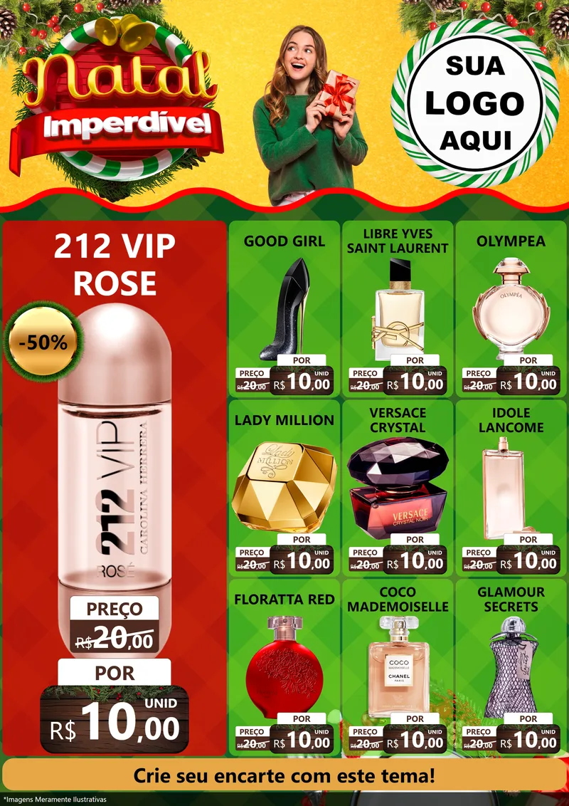 Modelo de Encarte para Encarte A4 Vertical com o tema Natal Imperdível para Perfumes