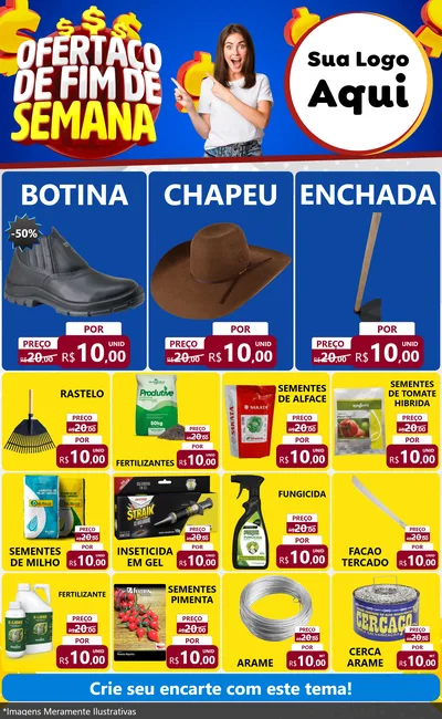 Modelo de Encarte para Encarte Grande com o tema Ofertaço de Fim de Semana para Agropecuária