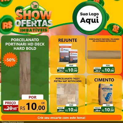 Modelo de Rede Social para Feed Facebook com o tema Show de Ofertas Imbatíveis para Pisos e revestimentos