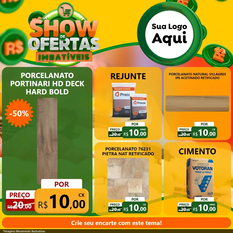 Modelo de Rede Social para Feed Facebook com o tema Show de Ofertas Imbatíveis para Pisos e revestimentos