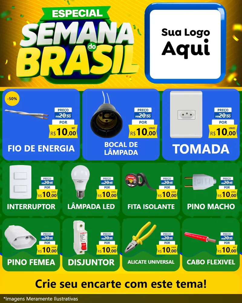 Modelo de Rede Social para Feed Instagram com o tema Especial Semana do Brasil para Materiais Elétricos