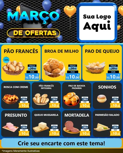 Modelo de Rede Social para Feed Instagram com o tema Março de Ofertas para Padaria