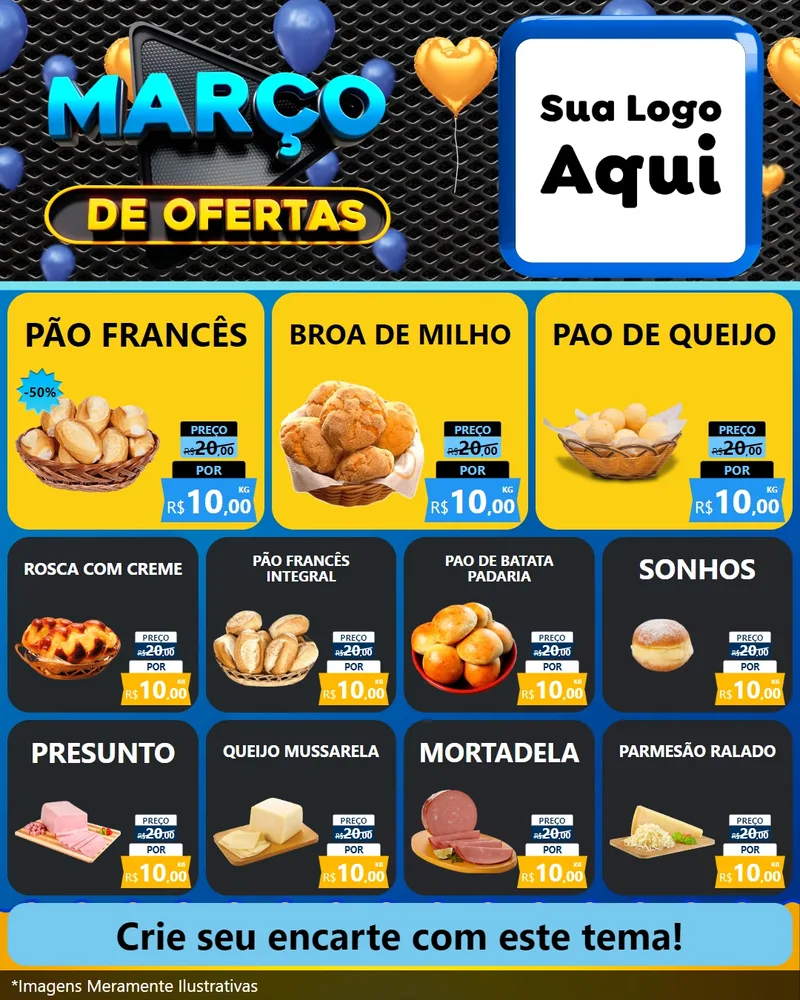 Modelo de Rede Social para Feed Instagram com o tema Março de Ofertas para Padaria