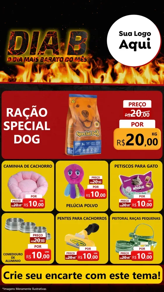Modelo de Rede Social para Stories com o tema Dia B para Pet Shop