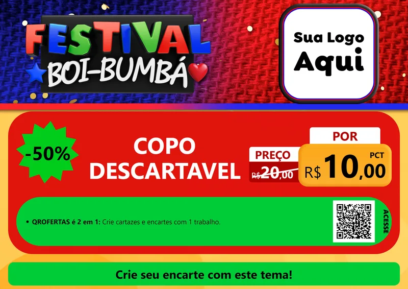 Modelo de Cartaz para Cartaz A4 Horizontal com o tema Festival Boi-Bumbá para Embalagens