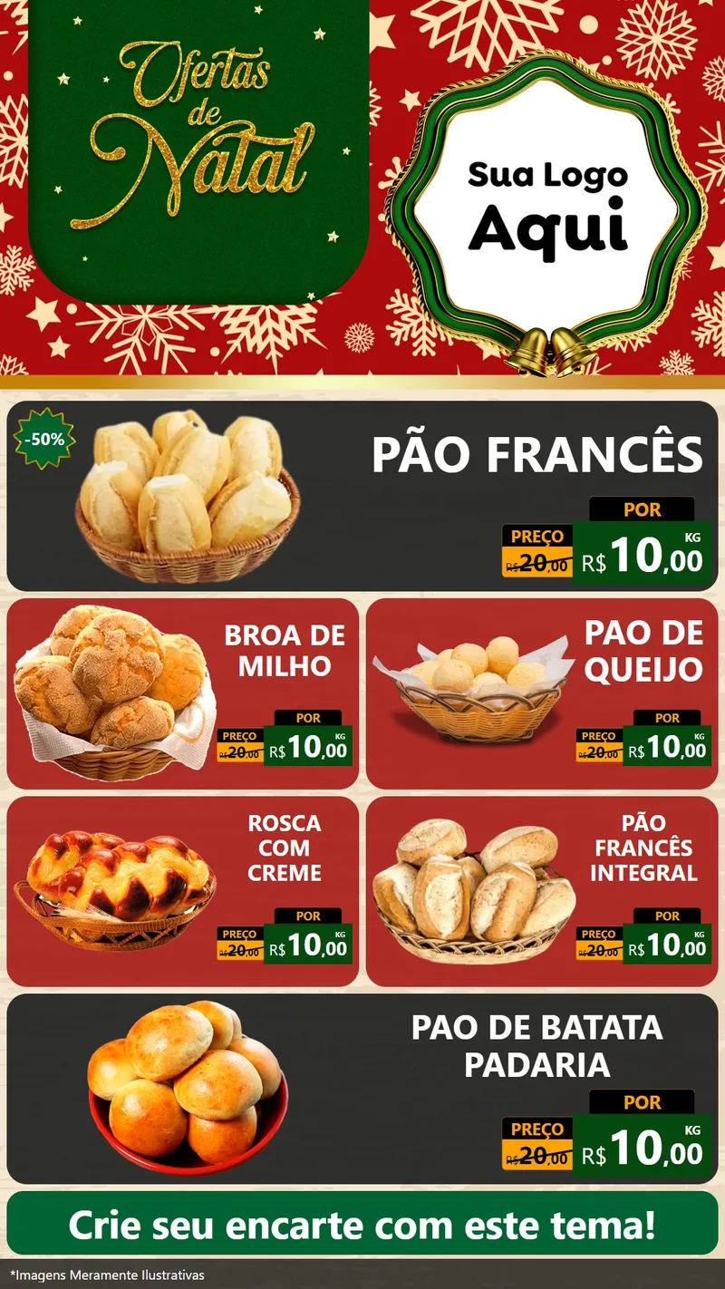 Modelo de TV para TV Vertical com o tema Natal de Ofertas para Padaria