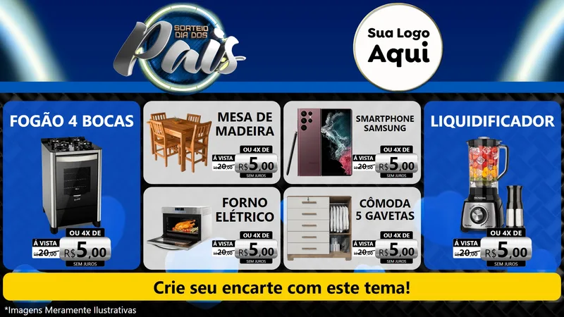 Modelo de TV para TV Horizontal com o tema Sorteio Dia Dos Pais para Móveis e Eletro