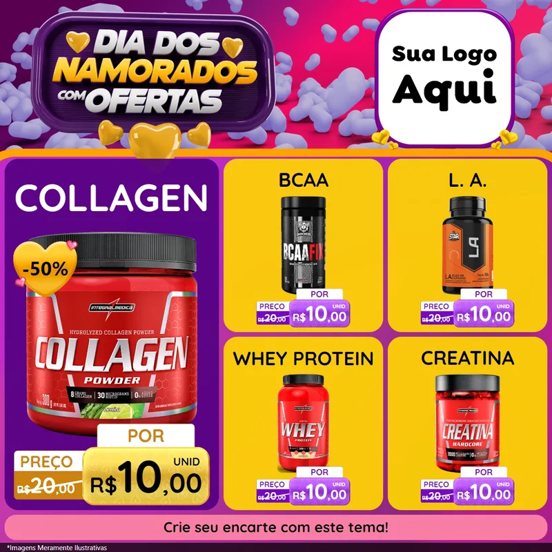 Modelo de Rede Social para Feed Facebook com o tema Dia Dos Namorados Com Ofertas para Suplementos alimentares
