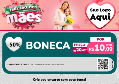 Modelo de Cartaz para Cartaz A4 Horizontal com o tema Feliz Dia das Mães para Brinquedos