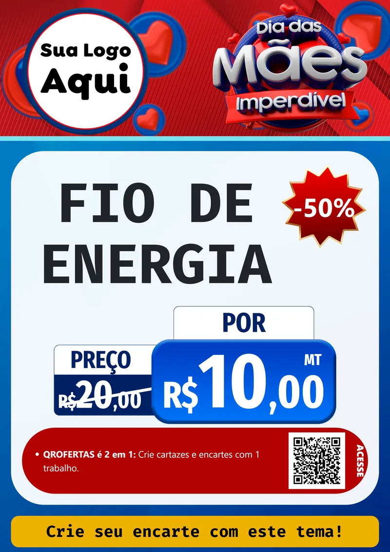 Modelo de Cartaz para Cartaz A4 Vertical com o tema Dia Das Mães Imperdível para Materiais Elétricos