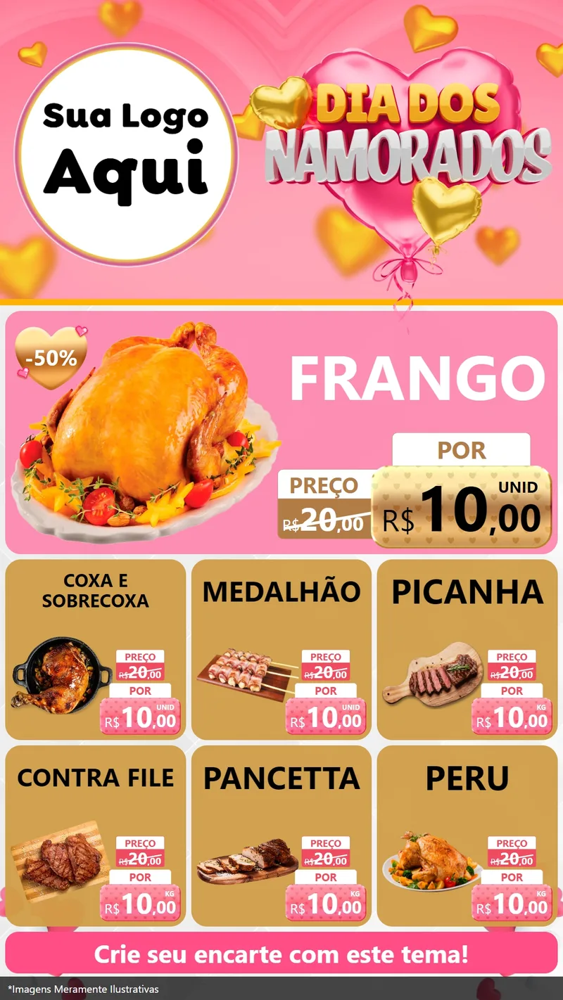 Modelo de Rede Social para Stories com o tema Dia dos Namorados para Assados
