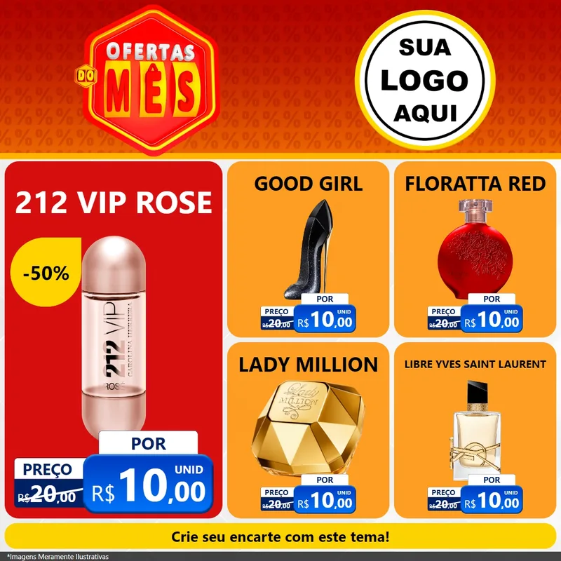 Modelo de Rede Social para Feed Facebook com o tema Ofertas do Mês para Perfumes