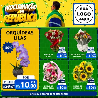 Modelo de Rede Social para Feed Facebook com o tema Proclamação da República para Floricultura e jardim