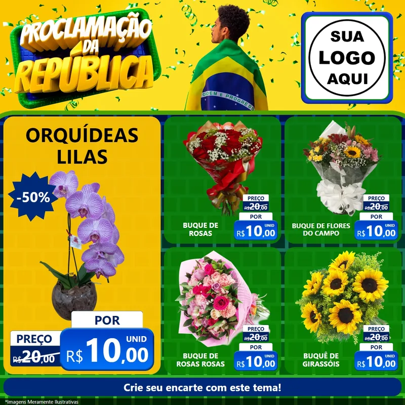 Modelo de Rede Social para Feed Facebook com o tema Proclamação da República para Floricultura e jardim