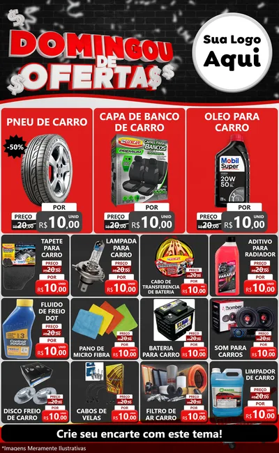 Modelo de Encarte para Encarte Grande com o tema Domingou de Ofertas para Auto peças