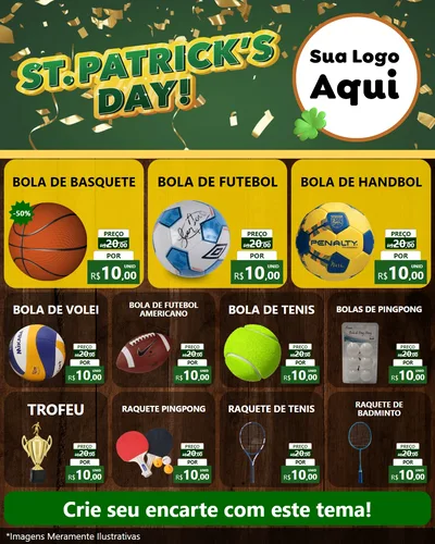 Modelo de Rede Social para Feed Instagram com o tema St Patriks Day para Artigos Esportivos