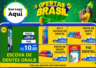 Modelo de Encarte para Encarte A4 Horizontal com o tema Ofertas Semana do Brasil para Higiene Pessoal