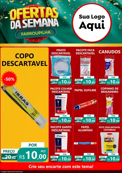 Modelo de Encarte para Encarte A4 Vertical com o tema Ofertas da Semana Farroupilha para Embalagens